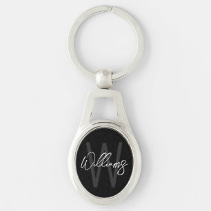 Personalisiertes Monogramm mit schwarzem Script un Schlüsselanhänger