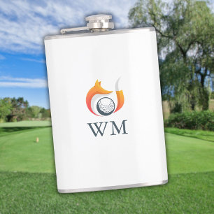 Personalisiertes Monogramm Modern Fuchs und Golfba Flachmann