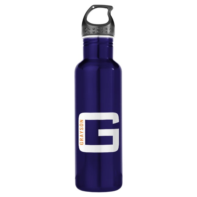 Personalisiertes Monogramm Moderne Einzigartige Te Edelstahlflasche (Vorderseite)