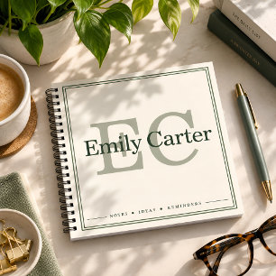 Personalisiertes Monogramm Name Elegantes Spiralno Notizbuch