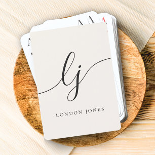 Personalisiertes Monogramm Name Kalligrafie Schrif Spielkarten