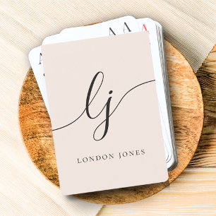 Personalisiertes Monogramm-Name-Kalligraphie Spielkarten