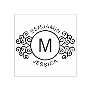 Personalisiertes Monogramm + Namen dekorativ Gummistempel