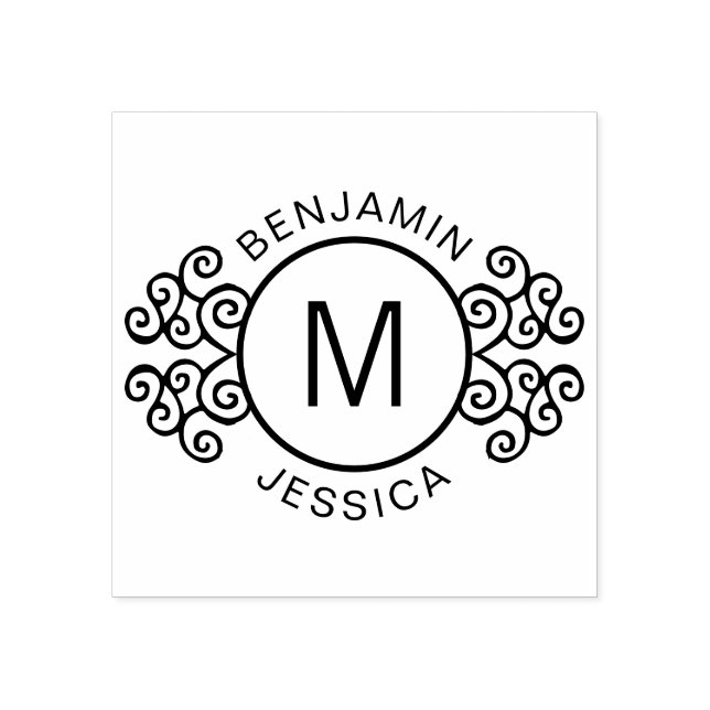 Personalisiertes Monogramm + Namen dekorativ Gummistempel (Prägung)