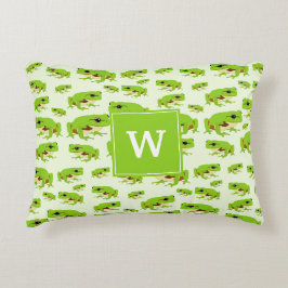 Personalisiertes Monogramm Niedliches Green Tree F Dekokissen