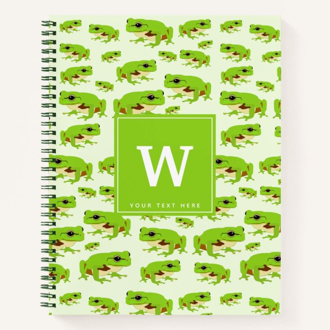 Personalisiertes Monogramm Niedliches Green Tree F Notizbuch (Vorderseite)
