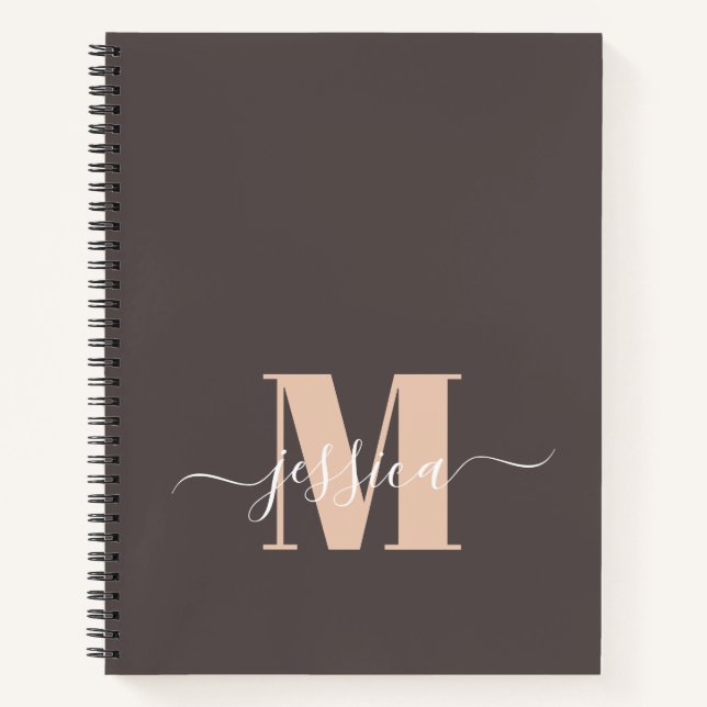 Personalisiertes Monogramm-Notebook in Braun und B Notizbuch (Vorderseite)