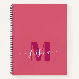 Personalisiertes Monogramm-Notebook in Rosa und Ro Notizbuch