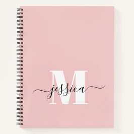 Personalisiertes Monogramm-Notebook in Rosa und We Notizbuch