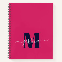 Personalisiertes Monogramm-Notebook mit Hot-Pink u Notizbuch