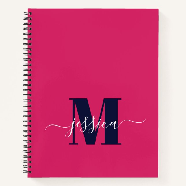 Personalisiertes Monogramm-Notebook mit Hot-Pink u Notizbuch (Vorderseite)
