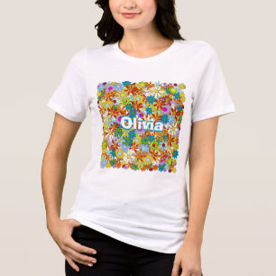 Personalisiertes Monogramm oder Blumenmuster Tri-Blend Shirt