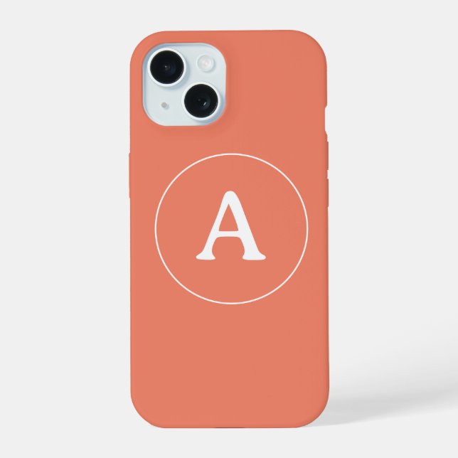 Personalisiertes Monogramm Orange iPhone 15 Hülle (Rückseite)
