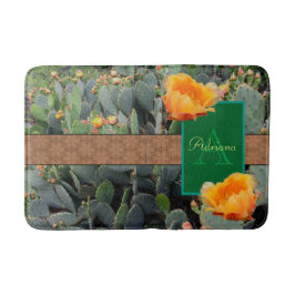 Personalisiertes Monogramm Orange Prickly Pear Cac Badematte