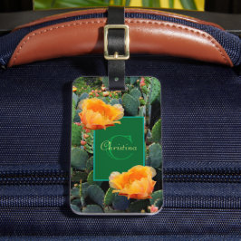 Personalisiertes Monogramm Orange Prickly Pear Cac Gepäckanhänger