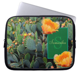 Personalisiertes Monogramm Orange Prickly Pear Cac Laptopschutzhülle