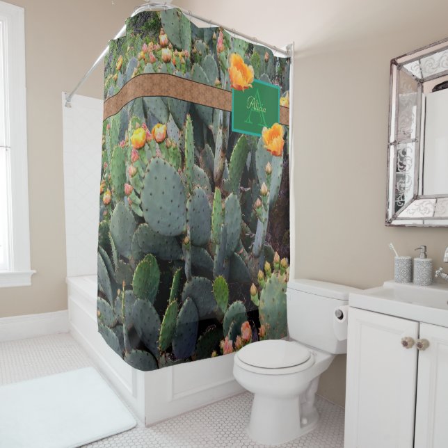 Personalisiertes Monogramm-orange stachelige Duschvorhang (Beispiel)