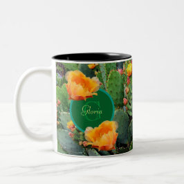 Personalisiertes Monogramm-orange stachelige Zweifarbige Tasse