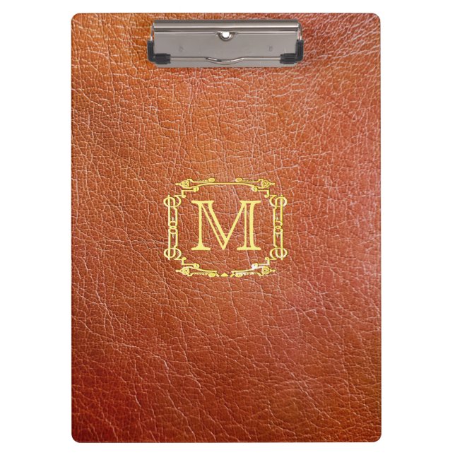 Personalisiertes Monogramm-PlastikImitat-Leder Klemmbrett (Vorderseite)