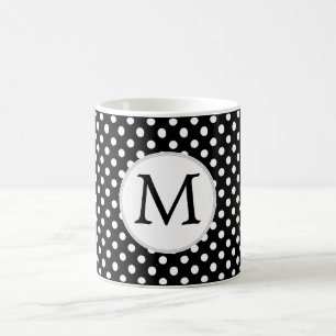 Personalisiertes Monogramm-Polka-Punktmuster in Sc Kaffeetasse