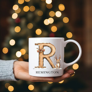 Personalisiertes Monogramm R Weihnachtsrentier Fei Kaffeetasse