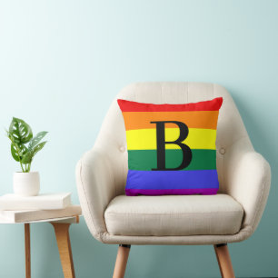 Personalisiertes Monogramm Regenbogen LGBT Stolz G Kissen