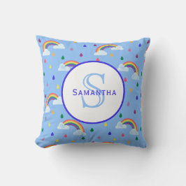 Personalisiertes Monogramm Regenbogen-Regensturm Kissen