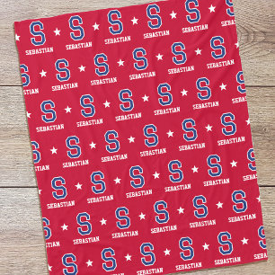 Personalisiertes Monogramm Retro-Varsity-Karmesin- Fleecedecke