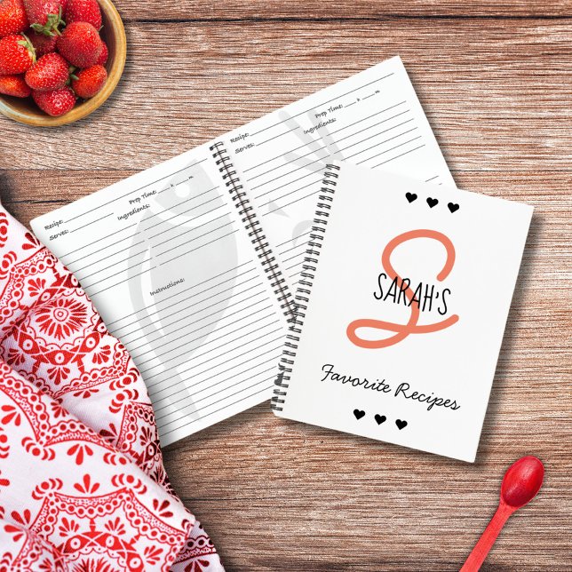 Personalisiertes Monogramm-Rezept Notizbuch (Personalized Simple Script Monogram Recipe Notebook)