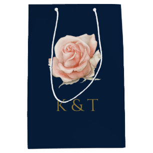 Personalisiertes Monogramm Rosa Bläschen Mittlere Geschenktüte