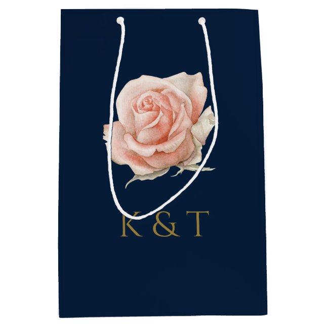 Personalisiertes Monogramm Rosa Bläschen Mittlere Geschenktüte (Vorderseite)