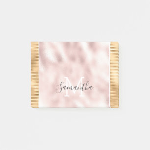 personalisiertes Monogramm, rosa Goldstreifen Post-it Klebezettel