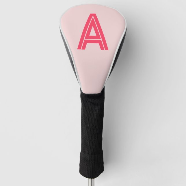 Personalisiertes Monogramm Rosa Rot Golf Headcover (Vorderseite)