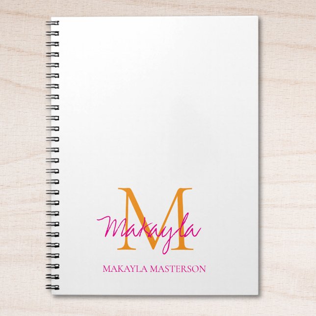 Personalisiertes Monogramm Rosa Skript Name  Notizblock (Von Creator hochgeladen)