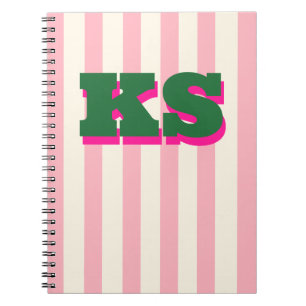 Personalisiertes Monogramm Rosa Streifen, Benutzer Notizblock