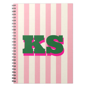Personalisiertes Monogramm Rosa Streifen, Benutzer Notizblock