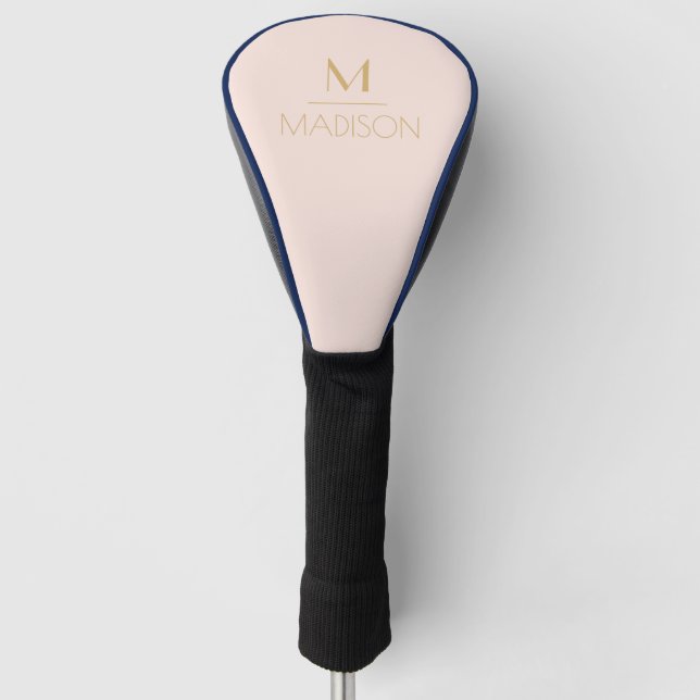Personalisiertes Monogramm, rosa und goldfarben |  Golf Headcover (Vorderseite)