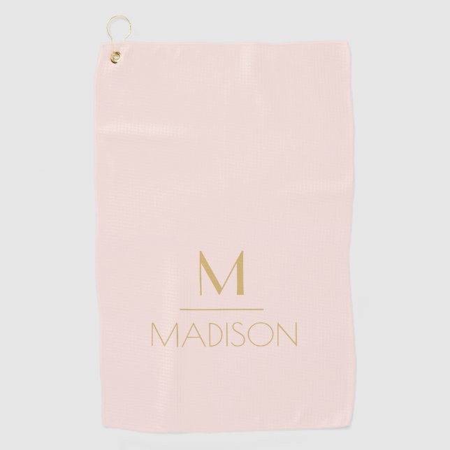 Personalisiertes Monogramm, rosa und goldfarben |  Golfhandtuch (Vorderseite)
