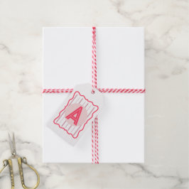 Personalisiertes Monogramm Rosa Wellenrand Geschenkanhänger