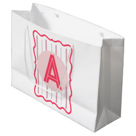 Personalisiertes Monogramm Rosa Wellenrand Große Geschenktüte