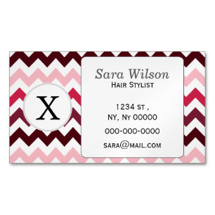 Personalisiertes Monogramm Rosa Zickzack ZigZag Mu Magnetische Visitenkarte