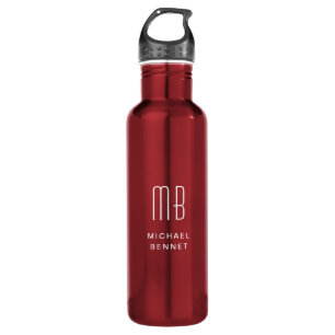 Personalisiertes Monogramm Rot Edelstahlflasche