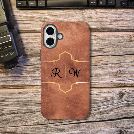 Personalisiertes Monogramm rustikales Kupfer iPhone 16 Plus Hülle