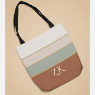 Personalisiertes Monogramm Salbei Terrakotta Strei Tasche