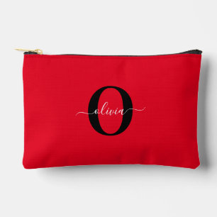 Personalisiertes Monogramm Schriftname Rot Schwarz Zubehörtasche