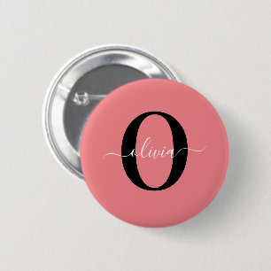 Personalisiertes Monogramm Schriftname Schwarz Wei Button