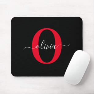 Personalisiertes Monogramm Schriftname Schwarz Wei Mousepad