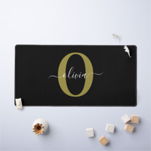 Personalisiertes Monogramm Schriftname Schwarz Wei Schreibtischunterlage