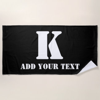Personalisiertes Monogramm Schwarz Benutzerdefinie Strandtuch