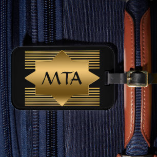 Personalisiertes Monogramm, schwarz und goldgeomet Gepäckanhänger